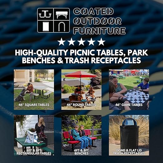 COATEDOUTDOORFURNITURE RFT-P-Gry Heavy Duty Round Trash Receptacle with Flat Top, Liner Included, 32 Gallon, Gray, Made in America