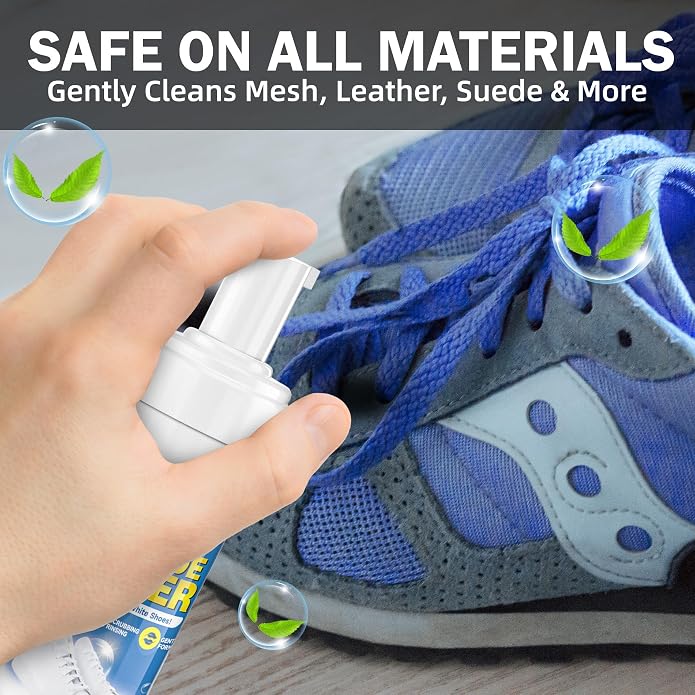 Shoe Cleaner Kit – Foam Cleaner for White Shoes & Sneakers, 6.76 fl oz | Fast Dirt And Stain Removal, Anti-Yellowing Care For Leather, Canvas, Mesh, Knit And Rubber, Brush & Towel Included