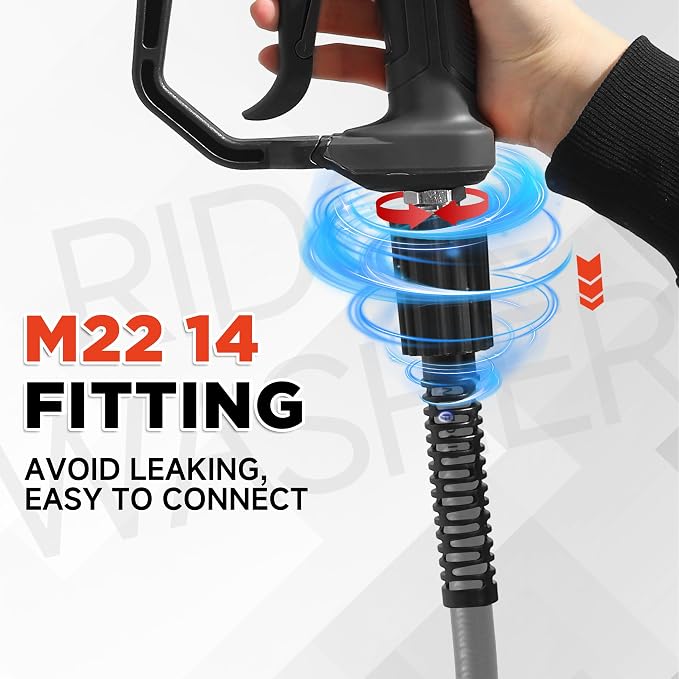 RIDGE WASHER Pressure Washer Hose 25FT, 1/4 Inch, M22 14 Fitting | 3600 PSI, Kink Resistant, Compatible with Most Pressure Washer Accessories