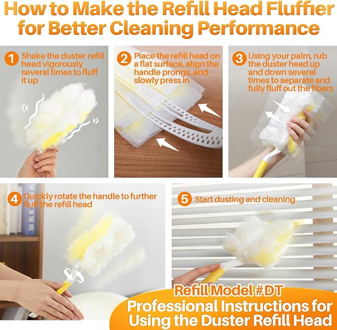 JOYMOOP Disposable Electrostatic Duster for Cleaning, with 2 Handles & 24 Ct Yellow Heavy Duty Refills for Swiffer Feather Duster, Household Cleaning Tool for Electronics, Dusting Furniture, Blinds