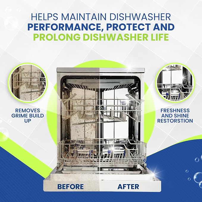 True Fresh Dishwasher Cleaner & Deodorizer Tablets, 24-Pack Dishwasher Maintenance Tablets for Interior, Pump, Filter, Spray arm & Drain, Helps Remove Grease, Limescale & Mineral Buildup 1-Year Supply