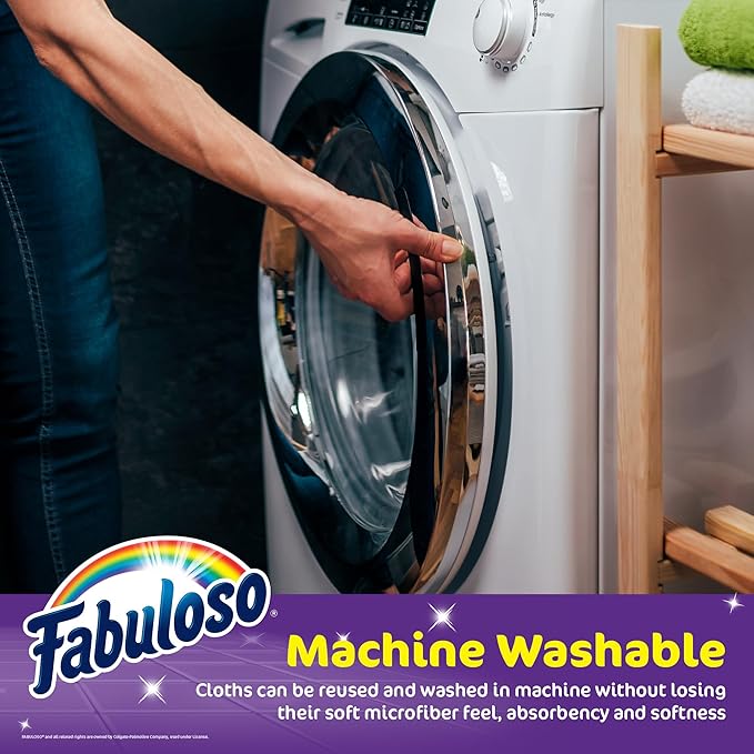 Fabuloso Microfiber Cleaning Cloths, Purple - Lint-Free, Scratch-Free Cleaning Cloths for Surfaces and Wood Furniture - Dustless Cloth for Bold and Bright Cleaning Experience, 12 Count
