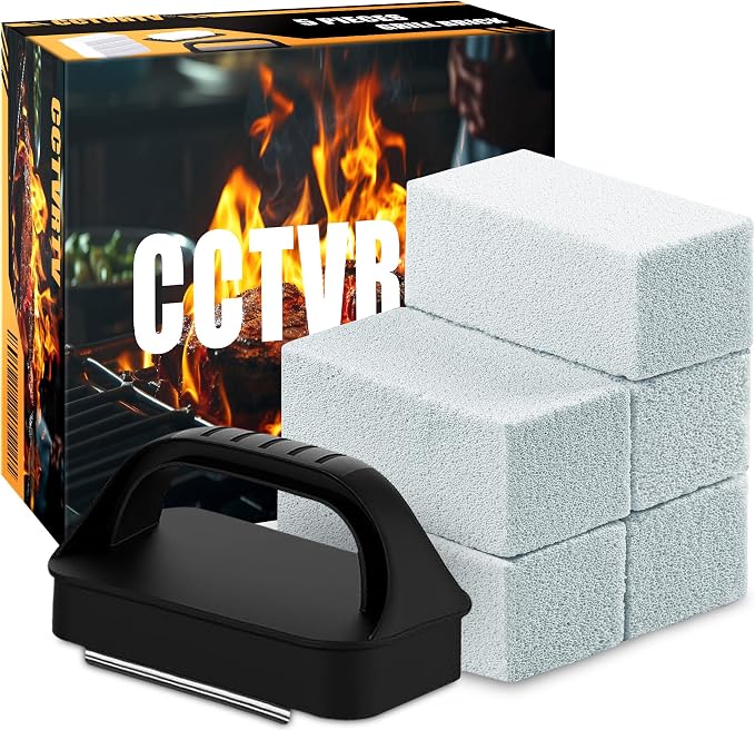 Heavy Duty Griddle Cleaning Brick with Handle, Grill Cleaner for Cleaning Flat top, Pumice Griddle Cleaning Stone Removing Stains for BBQ, Swimming Pool, Sink(5 Pack)
