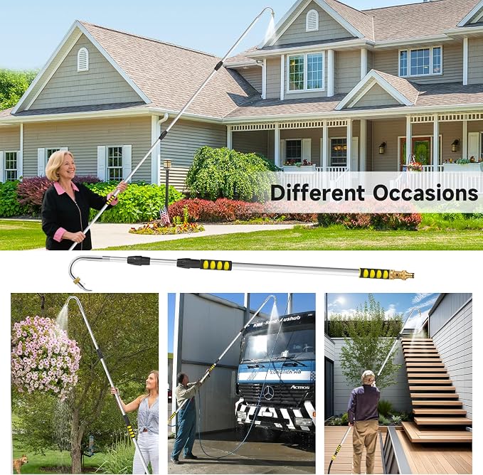 Gutter Cleaning Tools, 12ft(20ft Reach) Gutter Cleaner Tools From the Ground with Hose Attachment, Rain Gutters Cleaning Wand with Heavy-Duty Head for 2nd Story House