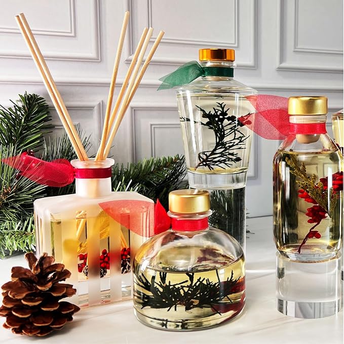 Reed Diffuser Set - Velvet Rose Scented Diffuser with Sticks | Home Fragrance Reed Diffuser for Bedroom, Bathroom Shelf Décor, with Real Florals in the Bottle - Made in the USA