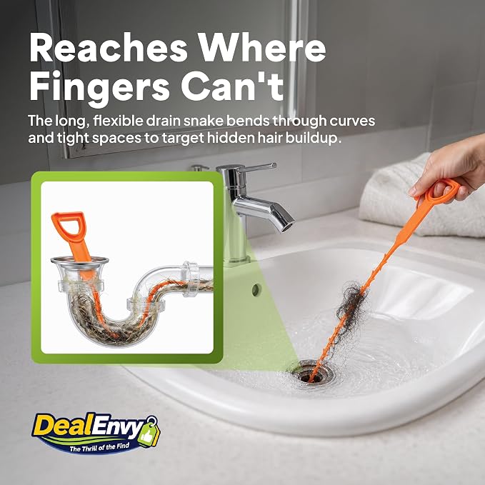 3 Pack Drain Clog Remover Tool, 19.7 Inch Plastic Drain Snake, Shower Snake Hair Removal Tool, Sink Snake Drain Clog Remover, Bathtub Drain Hair Remover, Plumber Snake, Drain Cleaner