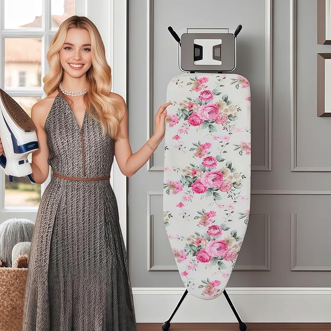 Ironing Board Cover with Two 5MM Thick Feltpads,13"x43"Heat Resistant Replacement Ironing Board Cover and Pad,Fits Standard Ironing Boards,Durability and Easy to Install