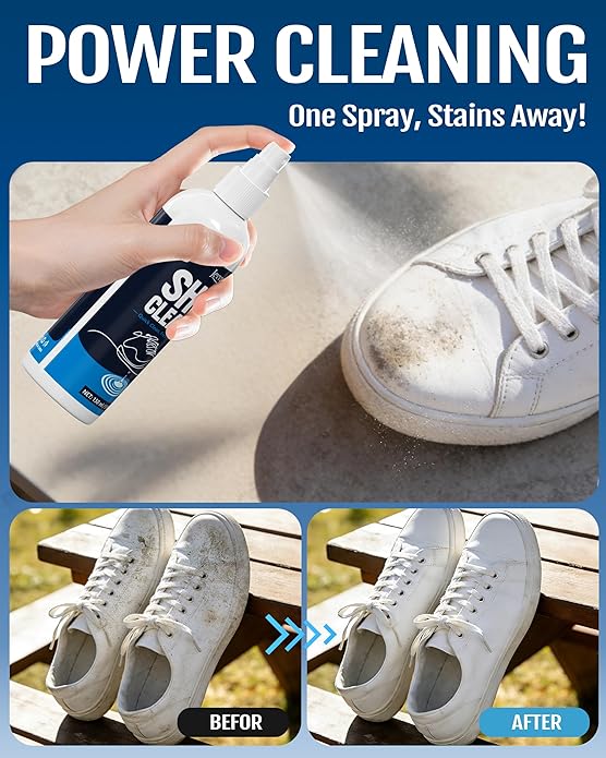 Jevvu Shoe Cleaner, Sneaker Cleaner Foam for Removing Stains and Dirt, Shoe Cleaning Kit for White Shoes
