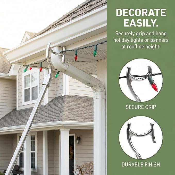 1PCS Hook Attachment for Extension Pole&Pool& Roof& Home | Landscaping Hook for Extending Reach,Clean Gutters,Reach High Places, Hang Lights