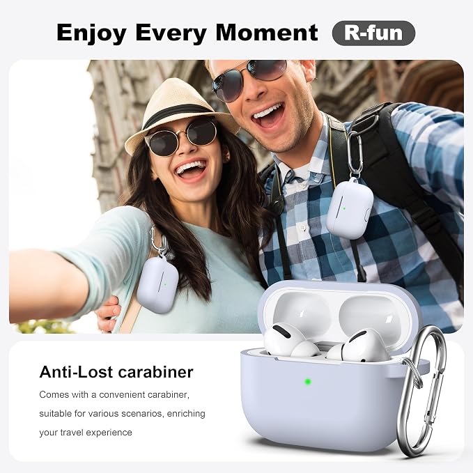 for AirPods Pro 2 Case, Soft Silicone Protective Cover with Keychain and Cleaning Pen, Compatible with AirPods Pro 2nd/1st Generation, Supports Wireless Charging, Light Grey
