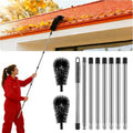 10.5 FT Gutter Cleaning Tools from The Ground with 2Pcs Nylon Brush Stainless Steel Telescopic Pole Adjustable Gutter Cleaner Tools No Ladder Needed for Easy Remove Branches Leaves