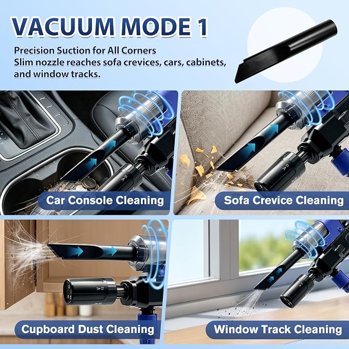 Cordless Pressure Washer, Multifunctional Power Washer for Wash,Blow,Vacuum | Portable Pressure Washer with 2*21V Batteries, 5-in-1 Nozzle, Battery Powered Pressure Washer for Car, Patio & Home Cleaning