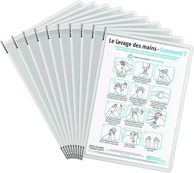 Tarifold Desktop Reference Display System, 10 Pockets, White | 10 double-sided PVC pockets hold 20 letter-size sheets, sturdy metal base, quick-find indexing, easy to assemble