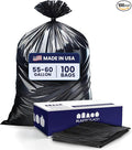 Plasticplace 55-60 Gallon Trash Bags │ 1.5 Mil │ Black Heavy Duty Garbage Can Liners │ 36” x 58” (100 Count)