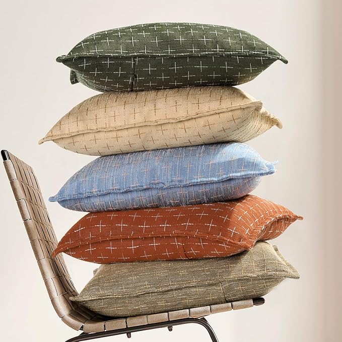 ZWJD Pillow Covers 22x22 Set of 2 Soft Polyester Textured Pillow Covers with Stylish Flange Edge Cozy Farmhouse Throw Pillows for Couch Bed Sofa Living Room