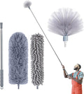 IVYROLL Cobweb Duster & 100'' Microfiber & Chenille Ceiling Cleaner Kit | Reusable Feather Duster with Extension Pole, Bendable, Washable