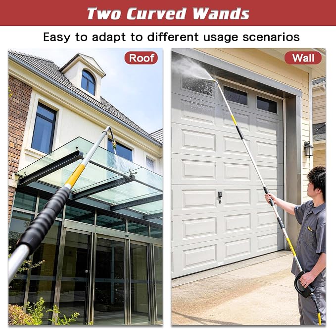 9 FT Pressure Washer Extension Wand with Handle Gun, 4000 PSI | Power Washer Lance Gutter Cleaner Attachment with 5 Nozzle Tips, Compatible with Gas & Electric Pressure Washers