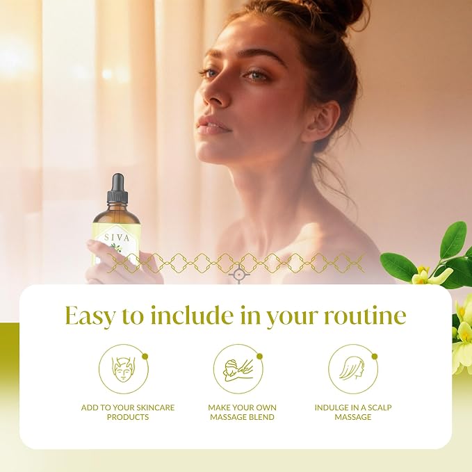 SIVA Moringa Carrier Oil, Glass Bottle with Dropper, 4 Fl Oz (118 ml) | Moringa Seed Oil for Face Care, Skin Care, Facial Oil, Hair Care, Scalp Massage, Body Massage, Dilution & DIY Beauty Blends