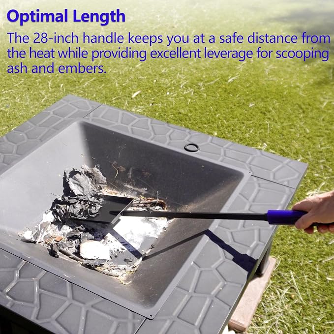 28in Fireplace Shovel Ash Shovel for Fire Pit Fireplace | Scoop Charcoal Shovel Iron Gardening Shovel Fireplace Tools for Outdoor Fire Pit Indoor Fireplace Solo Stove
