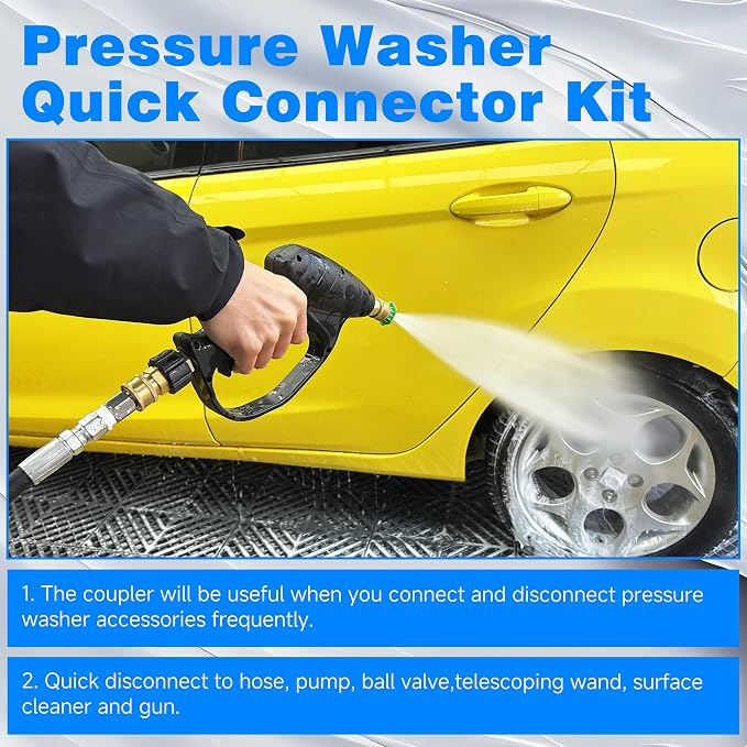 3/8 Inch NPT Pressure Washer Adapter Set, Quick Connector 12-Piece | Stainless Steel Female Thread Quick Connect Hose Fittings, 5000 PSI, Internal Thread Quick Connector Kit