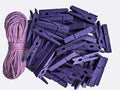 1.9 Inch Purple Wooden Clothes Pins with Strong Craft String for Pictures Papers Peg Photo Display Shirt Clips Pack 50