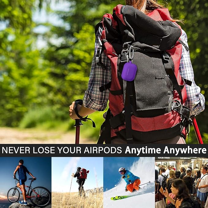 R-fun for AirPods Pro 2 Case, Soft Silicone Protective Cover with Keychain and Cleaning Pen, Compatible with AirPods Pro 2nd/1st Generation, Supports Wireless Charging, Purple