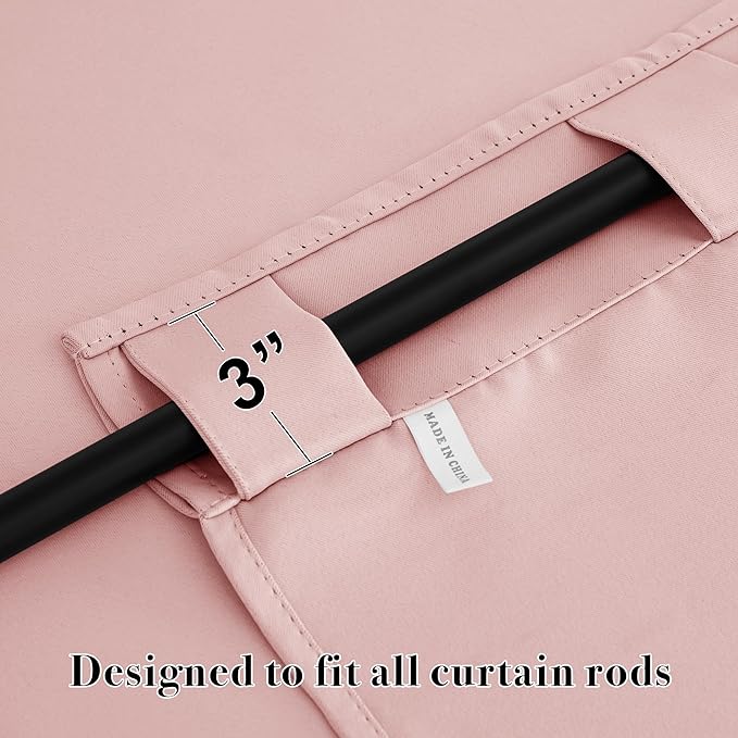 RYB HOME Pink Blackout Curtains for Girls Bedroom 63 inches Long - Thermal Insulated Curtains and Drapes Privacy Shades for Living Room Farmhouse Closet, W42 x L63 inch, 2 Panels