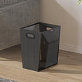 Piskyet Black Office Trash Can for Near Desk,7 Gallon Unique Wood Bedroom Garbage Can,Vintage Wastebasket with Handle, Decorative Trash Can for Home Office,12.2" L x 9.6" W x 14.9" H