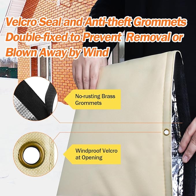Backflow Preventer Pipe Insulation Cover (5°F) - Irrigation Sprinkler Valve Insulated Pouch - Water Well Pump Cover - Sturdy 5 Layers for Winter Freeze Protection, 40" W x 24" H, Beige