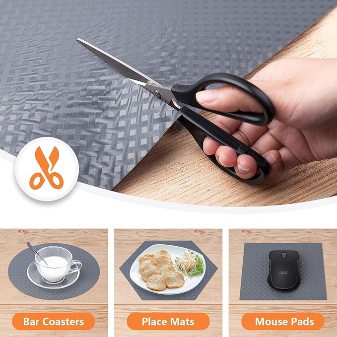 Shelf Liners for Kitchen Cabinets Refrigerator Liners Waterproof & Oil-Proof Kitchen Cupboard Liner Non-Slip Drawer Mats EVA Material Non Adhesive Fridge Liner for Shelves - Gray 11.8 x 393.7 inches