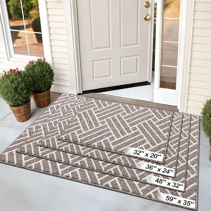 OLANLY Indoor Door Mat, 36x24 Inch, Dirt Resistant and Absorbent, Non-Slip Rubber Backing Floor Mats, Easy Clean Low-Profile Doormat for Entryway, Front Door, and Inside Entrance, Khaki