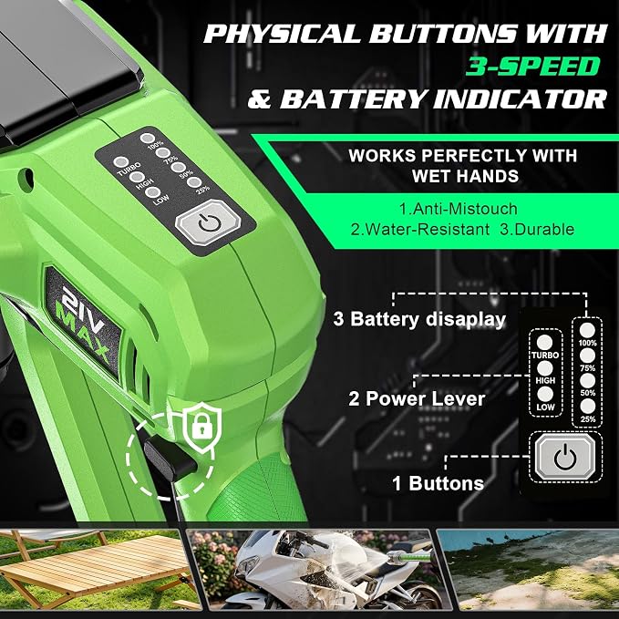 Cordless Portable Washer for Car, Handheld Washer with Brushless Motor, 2 x 4.0 Ah Batteries, 5-in-1 Nozzle & 360° Rotating Nozzle, Safty Lock, Battery Operated Washing Machine for Home Yard Garden