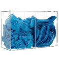 SEANADO Clear Acrylic Glove Holder Dispenser with Lid, 2 Compartments Hygiene Station Storage Box for Beard Nets, Hairnets, Plastic Bags, Shoe Cover - Wall Mount or Tabletop