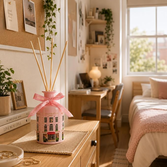 Reed Diffuser - Sakura 6.76 fl oz Reed Diffuser with 8 Sticks Home Fragrance Bathroom Shelf Decor (Festive House Collection)