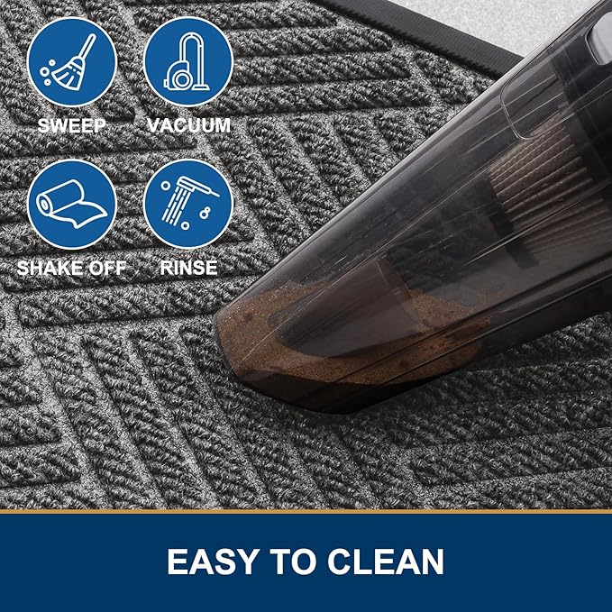Smiry Front Door Mat Outside Entrance, Heavy Duty Outdoor Indoor Natural Rubber Doormat, Non Slip, Trap Dirt and Moisture, Easy Clean, Low Profile Patio Porch Entryway Mat, 29.5x17, Mix Black
