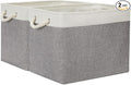 Temary Baskets for Organizing, 2 Pack Storage Baskets Large Fabric Baskets with Handles, Decorative Basket for Gifts Empty for Home (White&Grey,16Lx12Wx12H Inches)