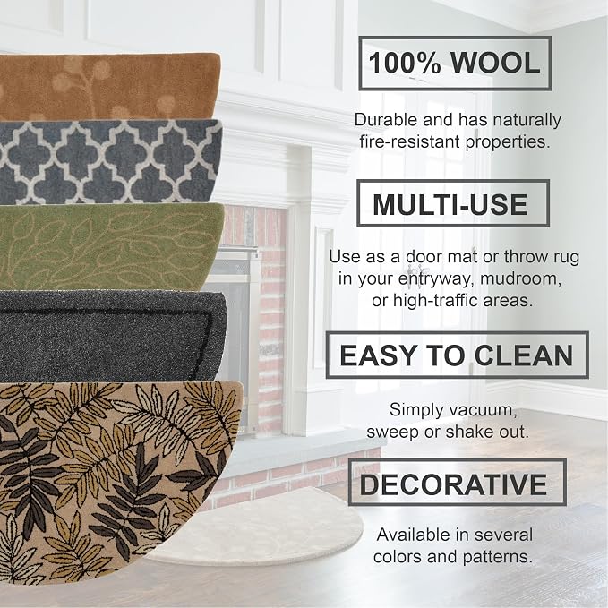 UniFlame - Beige Hand Tufted 100% Wool Hearth Rug - Size: 44" L x 22" W | Protects Floor from Heat, Embers, and Sparks