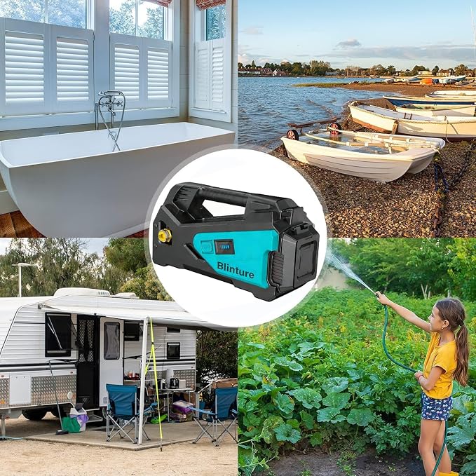 Battery Powered Water Transfer Pump, Cordless Power Washer Compatible Makita 18V, 2Ah-5Ah Battery, Cordless Water Pump, Self-Priming RV Water Pumps, Pressure Pump 50FT Head(Not include Battery)