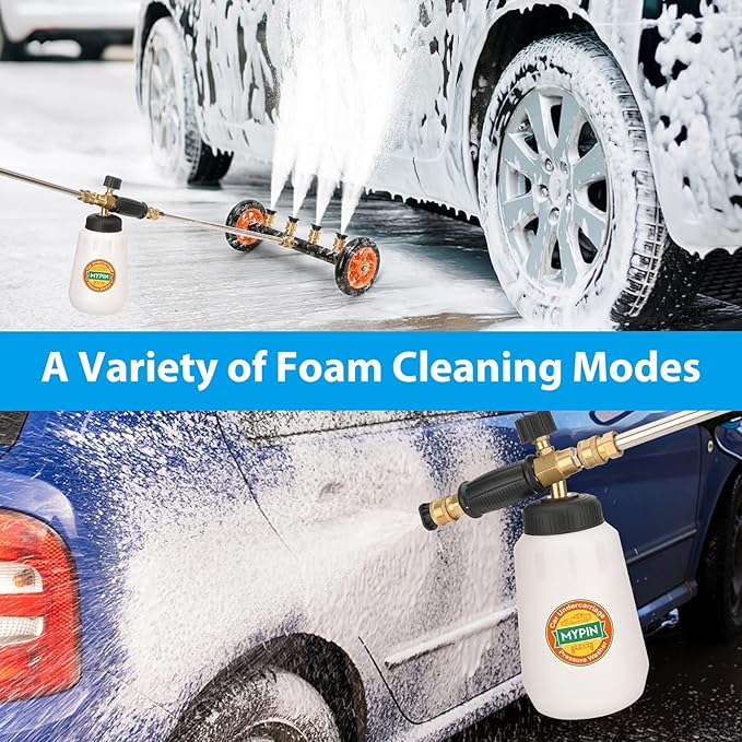 2-in-1 16’’ Undercarriage 4000 PSI Pressure Washer Water Broom with Bottle | Universal Car Pressure Washer with 8 Replaceable Nozzles/Foam Washer/Mitten, Surface Cleaner for Car Wash, Driveway, Sidewalk