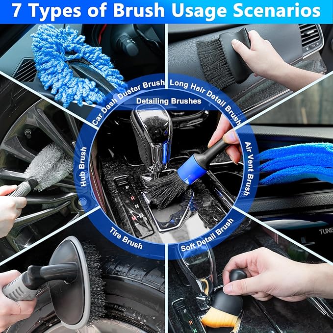 THINKWORK Car Wash Kit with Foam Gun, Complete Car Detailing Kit 40 PCS | Deep Efficient Interior & Exterior Cleaning, Extendable Mop & Bucket, Soft Microfiber Brushes Set, Tire & Wheel Brush, Gift