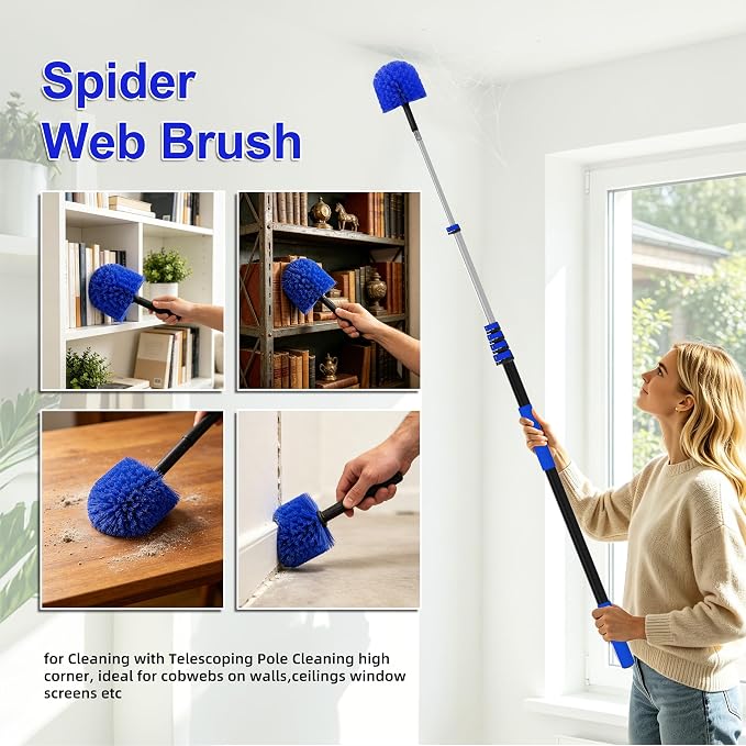 26FT Reach Solar Panel Cleaning Brush Kit with 5-20FT Telescoping Pole, 33FT Hose, 20" Water Fed Brush, Soap Dispenser, Cobweb Duster, Squeegee & High Ceiling Duster for Roof, RV, Gutter, Boat, Deck
