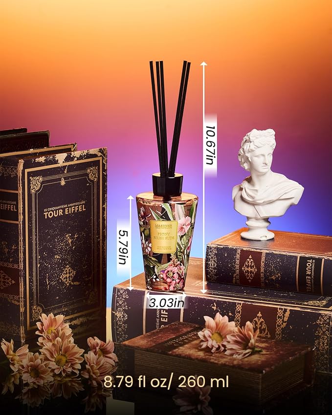 M&SENSE Reed Diffuser Set, Peony Blush Sude, 8.79 oz Natural Essential Oil | Non-Toxic Organic, Long-Lasting Fragrance, Ideal for Living Room, Bedroom, Gifts for Women
