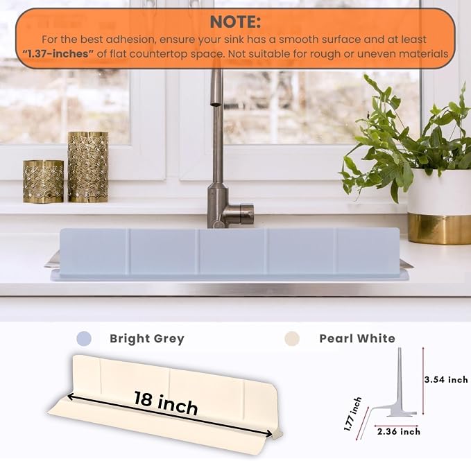 MessOut Sink Splash Guard | Premium Korean Silicone | 3 Practical Sizes for Maximum Coverage |Solution for Mess Free Dish-washing | Super Strong Suction to nearly all Shelf-tops.