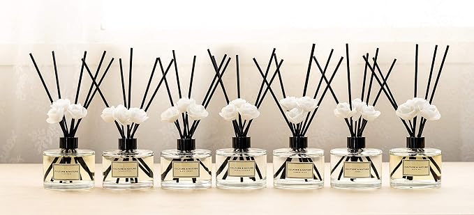 CULTURE & NATURE Reed Diffuser Set 6.7oz (200ml) Vanilla Scented Diffuser with Sticks Home Fragrance Reed Diffuser for Bathroom Shelf Decor
