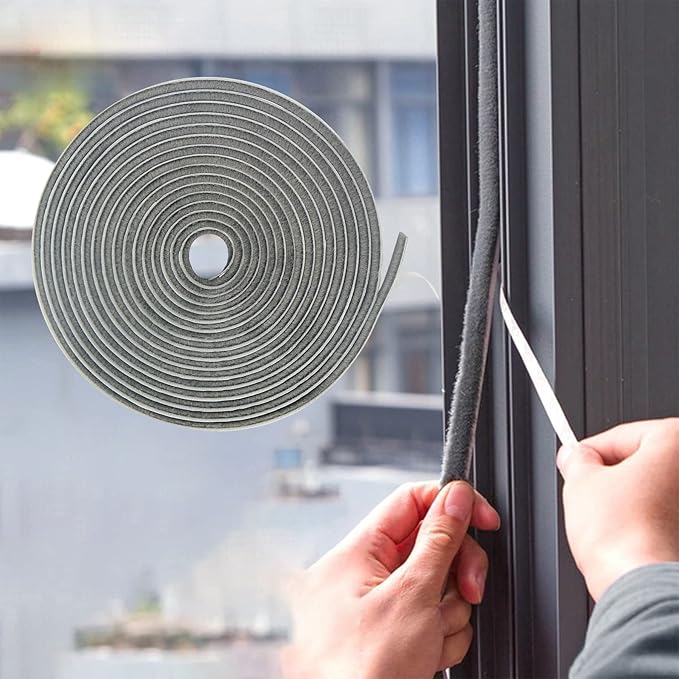 65FT Brush Weather Stripping, Neat Pile Self Adhesive Seal Strip for Windows and Door, Weatherstrip for Soundproofing, Windproof, Dustproof, Stronger Stickiness, 0.35'' Wide x 0.35'' Thick, Grey