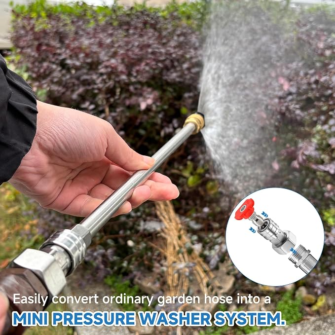 Garden Hose to Pressure Washer Adapter, 3/4" GHT to 1/4" | Stainless Steel Quick Connect, Convert Water Hoses to Power Washer Connector