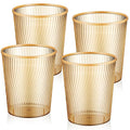 Honeydak 4 Pack Gold Trash Can 3 Gallon Plastic Wastebasket Garbage Bin Round Translucent Lightly Threaded Large Capacity Modern 8.39 x 9.84 Inch for Bathroom Bedroom Kitchen Dorms Office Decorative