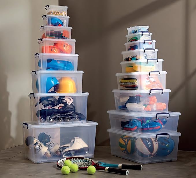 Superio Storage Bins with Lids, Clear Plastic Containers for Organizing, Stackable Totes, BPA Free, Odor Free, Organizer Boxes for Home, and Dorm (2 Pack, 60 Quart)