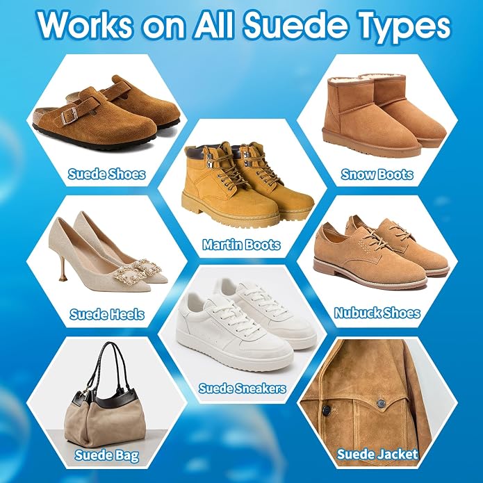 Suede Shoe Cleaner, Suede & Nubuck Cleaner Removes Dirt and Stains, No-Rinse Foam Suede Cleaner Kit for Suede, Nubuck