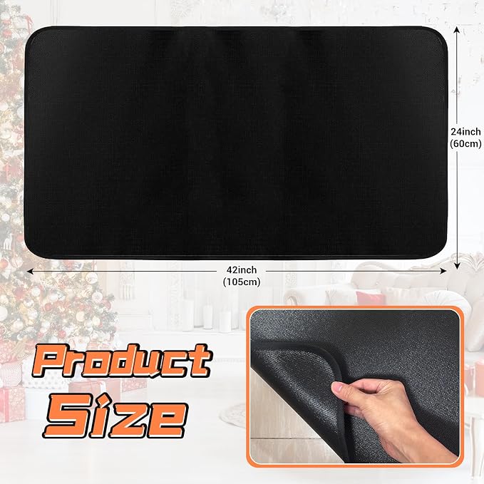 Hearth Rugs Fireproof, Fireplace Rug, Fireplace Mat, Fireplace Rugs Fire Resistant, 42" x24”, Heated Floor Mat for Outdoor BBQ Grills, Fire Pits, Smokers, Woodstoves